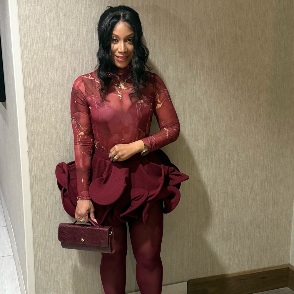 Burgundy Ruffle Skirt - Picture 7 of 7
